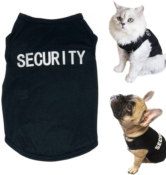 Dog Shirts Cosplay Apparel Security Dogs Costumes, Summer Clothes for Pet Cat Puppy, T-Shirt Vest Clothes for Dogs Boy Girl Animals & Pet Supplies > Pet Supplies > Cat Supplies > Cat Apparel TOLOG Black Large (Pack of 1) 