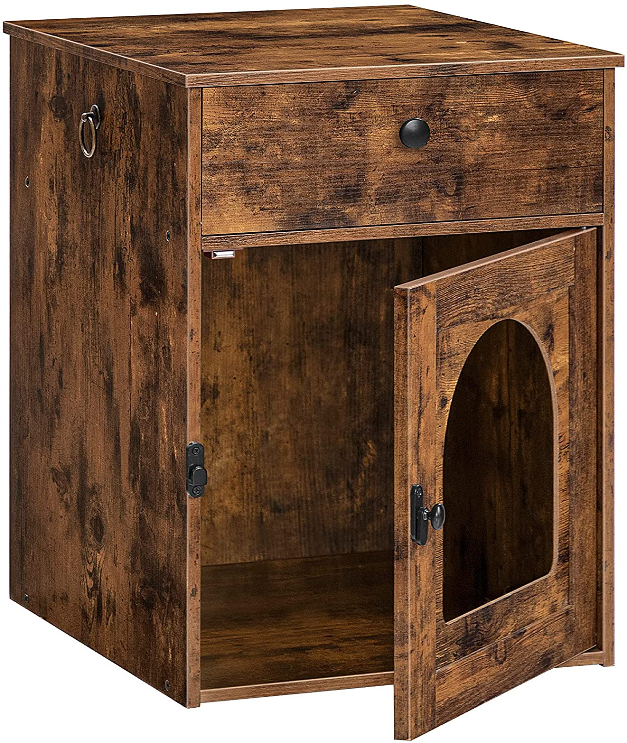 HOOBRO Cat Litter Box Enclosure, Hidden Litter Box Furniture with Drawer, Enclosed Cat Washroom with Door, Decorative Cat House Storage Cabinet, End Table, Indoor Pet Box, Rustic Brown BF04MW01 Animals & Pet Supplies > Pet Supplies > Cat Supplies > Cat Furniture HOOBRO   