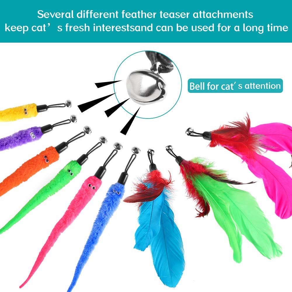 SYEENIFY Cat Toys Kitten Toys Assortments,Cat Feather Toys,Cat Wand Toy,Cat Toys for Indoor Cats Animals & Pet Supplies > Pet Supplies > Cat Supplies > Cat Toys SYEENIFY   