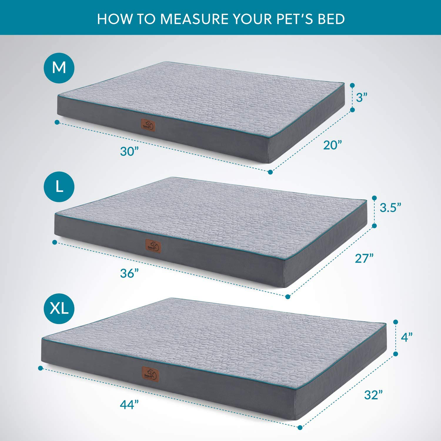 Bedsure Orthopedic Memory Foam Dog Bed for Large Dogs up to 75/100Lbs, (3.5-4 Inches Thick) Pet Bed Mattress with Removable Washable Cover, 2-Layer Pet Mat with Waterproof Lining Dog Beds, Grey Animals & Pet Supplies > Pet Supplies > Dog Supplies > Dog Beds Bedsure   