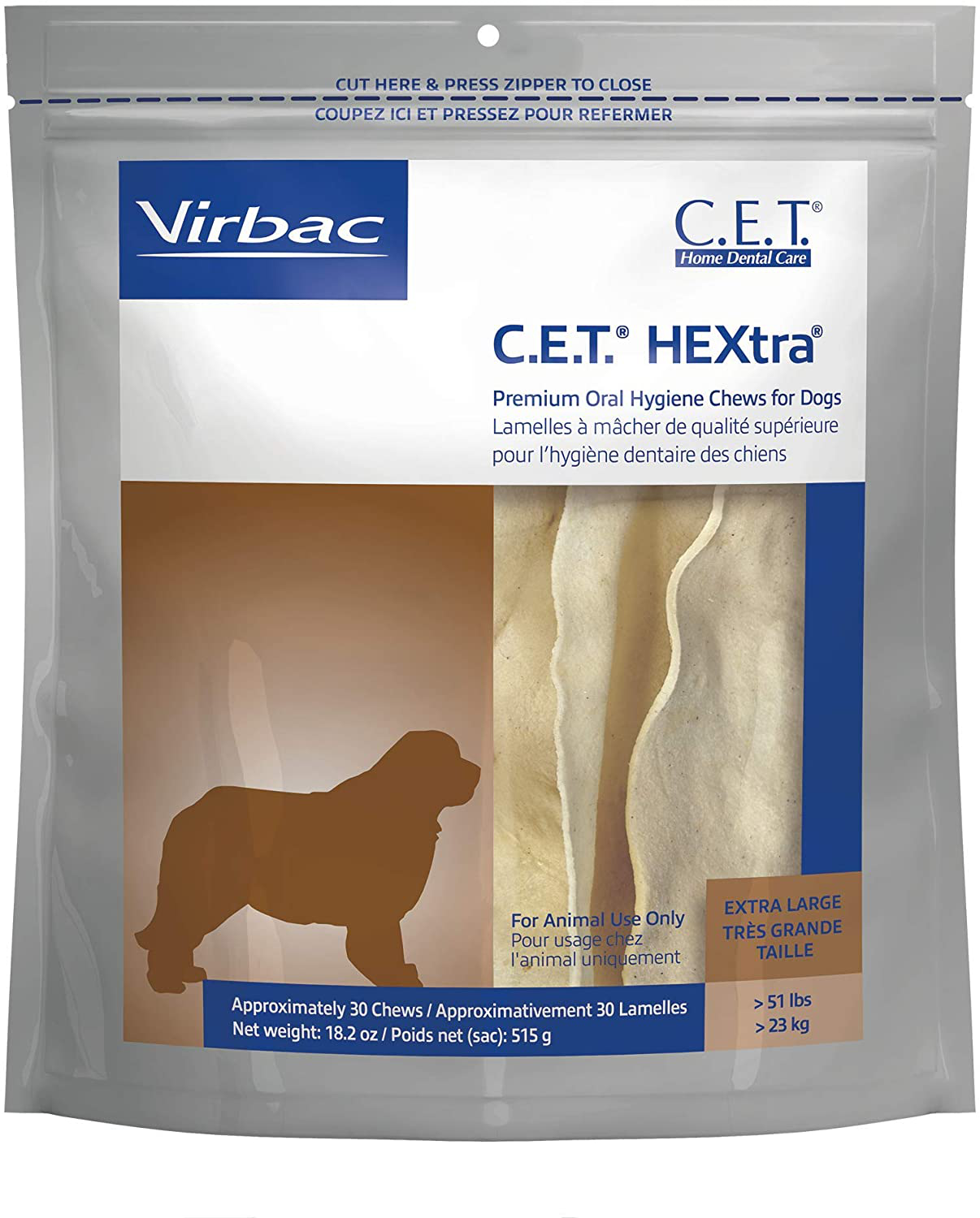 Virbac CET Hextra Premium Oral Hygiene Chews for Dogs Animals & Pet Supplies > Pet Supplies > Small Animal Supplies > Small Animal Treats Virbac X-Large (Pack of 1)  