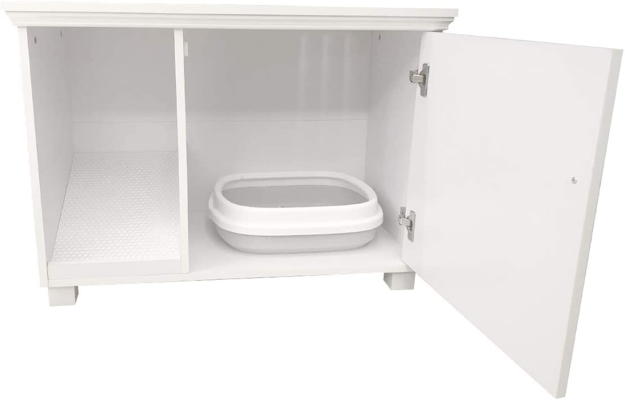 Roomfitters Cat Washroom Storage Bench Cat Litter Box Enclosure Furniture, White Animals & Pet Supplies > Pet Supplies > Cat Supplies > Cat Furniture roomfitters   