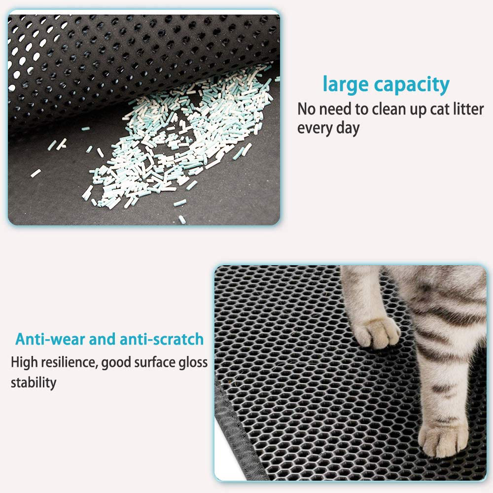 Kaxionage Cat Litter Mat, Litter Box Mat,Honeycomb Double Layer Trapping Litter Mat Design,Waterproof Urine Proof Kitty Litter Mat,Easy Clean Scatter Control