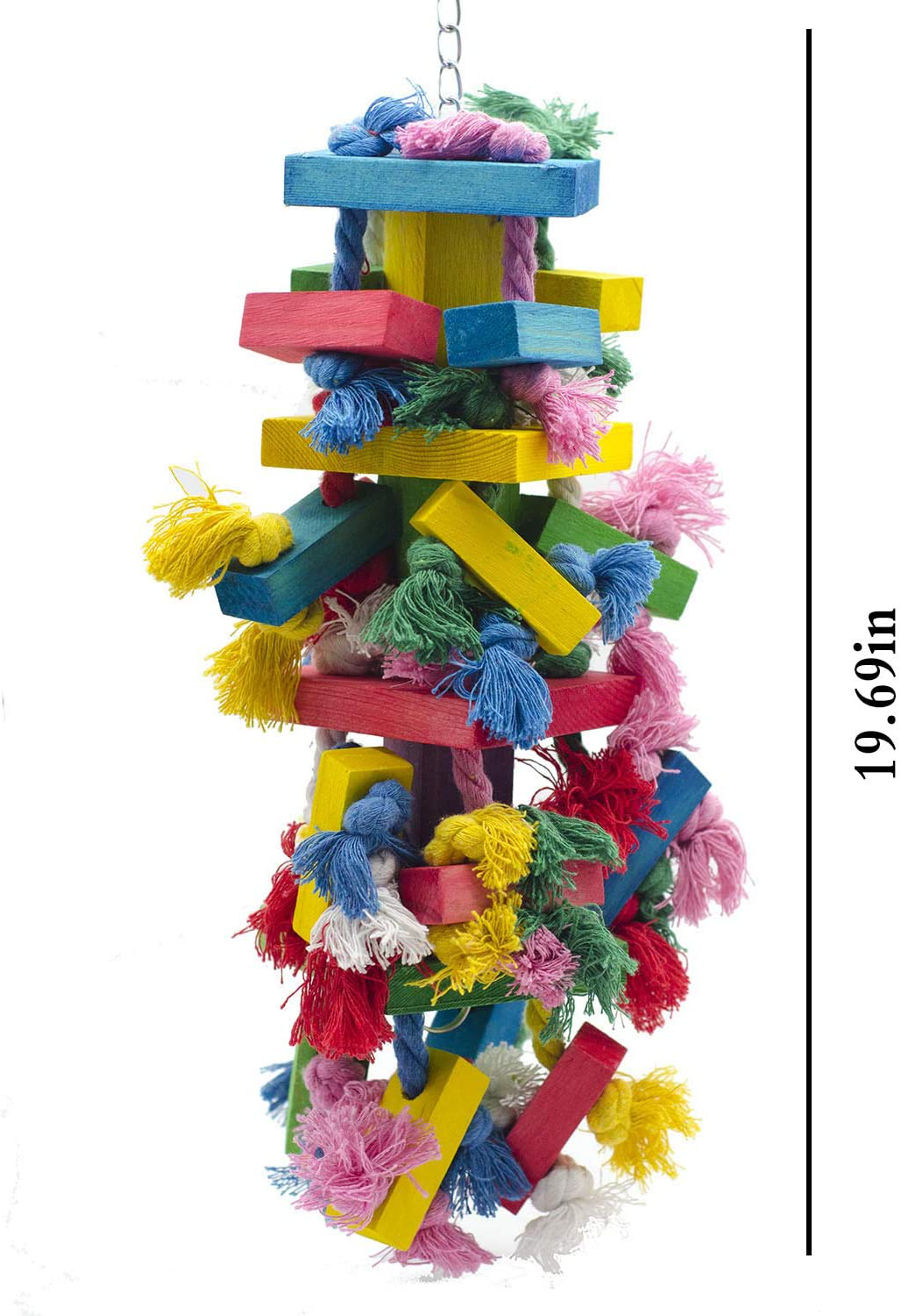 Deloky Bird Block Knots Tearing Toy -19.7 Inch Multicolored Natural Wooden Parrot Chewing Toy Suggested for Macaws Cokatoos,African Grey and a Variety of Amazon Parrots.(Large Size) Animals & Pet Supplies > Pet Supplies > Bird Supplies > Bird Toys Deloky   