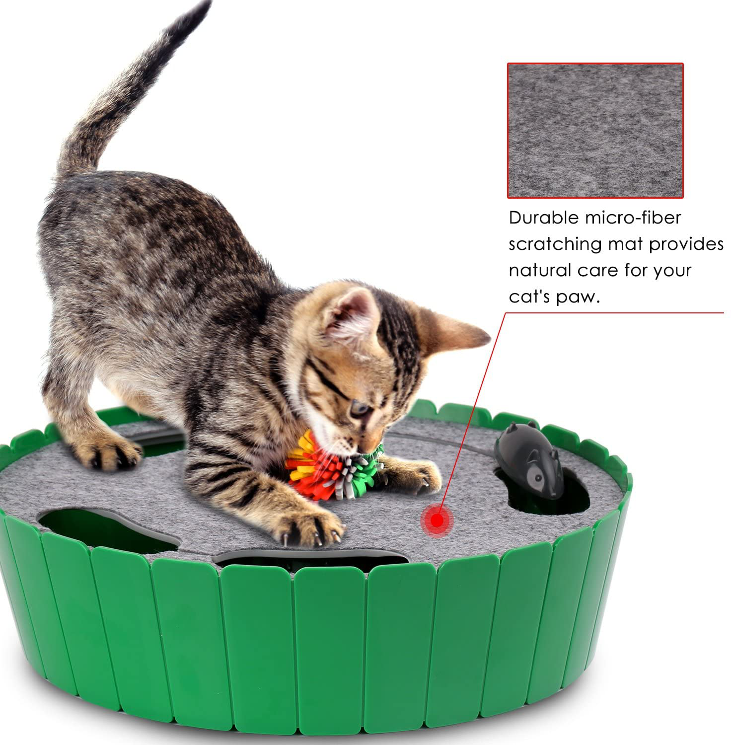 Pawaboo Cat Toy with Running Mouse, Electric Interactive Motion Cat Toy Automatic Rotating Teaser Pop and Play Hide and Seek Hunt Toy for Pet Cat Kitten Play Fun Excercise Animals & Pet Supplies > Pet Supplies > Cat Supplies > Cat Toys Pawaboo   