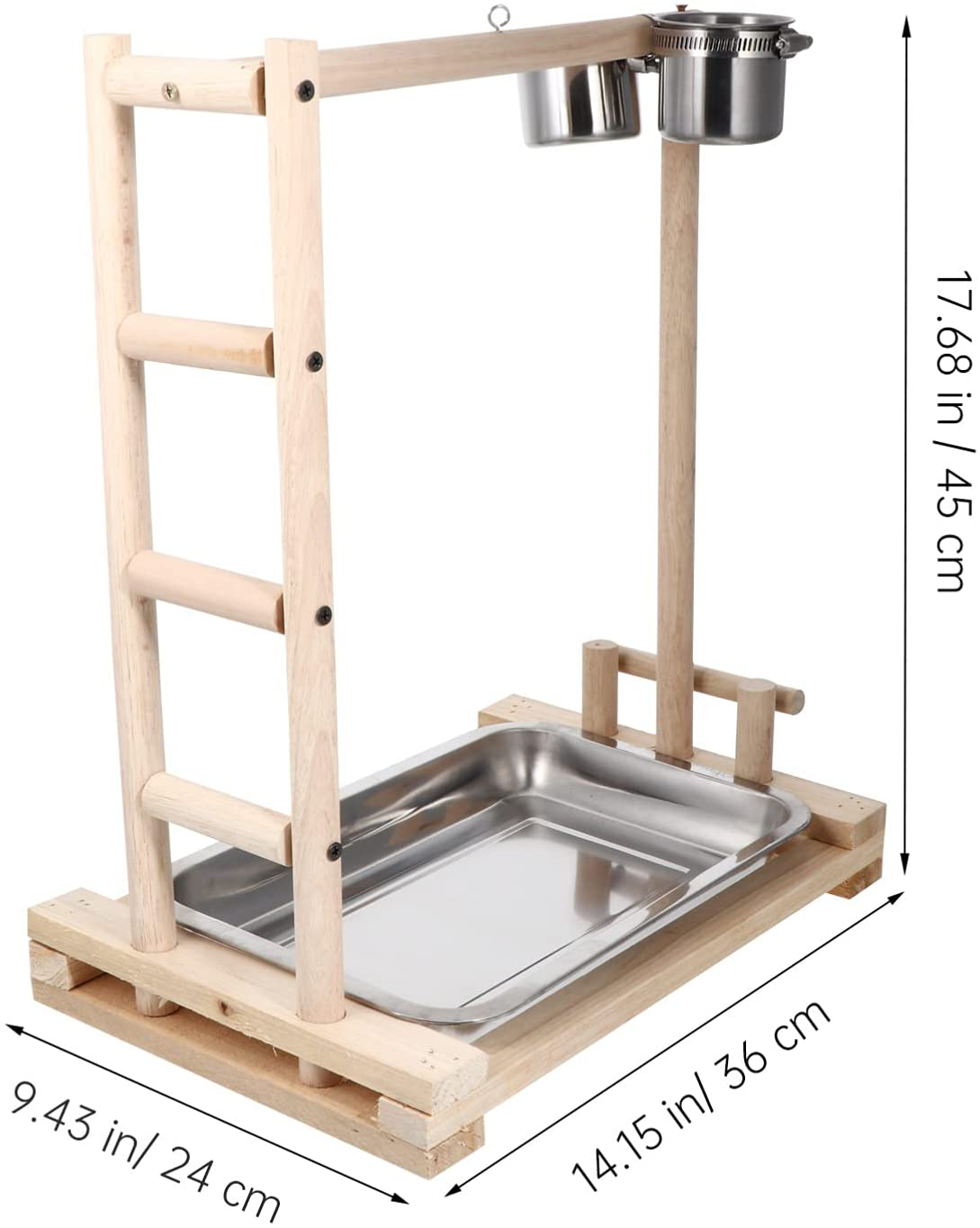 Balacoo Parrot Playstand Bird Play Stand Cockatiel Playground Wood Perch Gym Bird Toys Wooden Ladder with Feeder Cups Toys Exercise Play Forparakeet Lovebird Canary Budgie Macaw Cockatoo Animals & Pet Supplies > Pet Supplies > Bird Supplies > Bird Gyms & Playstands balacoo   