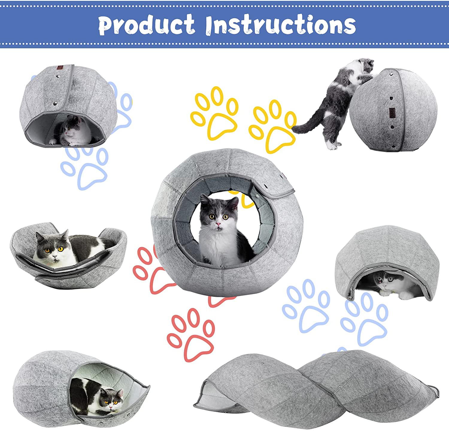AMJ K·1 Cat Cave Bed Indoor - Cat Toys & Foldable Pet Tunnel Tube Condos, as a Multi-Function Fun Toy for Puppy Dogs & Cats Animals & Pet Supplies > Pet Supplies > Cat Supplies > Cat Beds AMJ001   