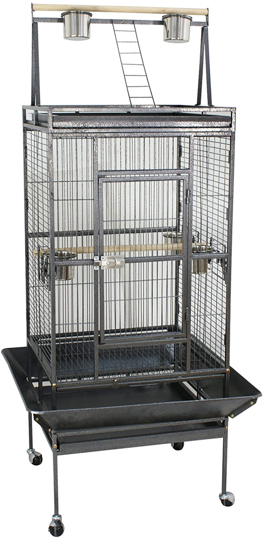 SUPER DEAL PRO 68’’ 2In1 Large Bird Cage with Rolling Stand Parrot Chinchilla Finch Cage Macaw Conure Cockatiel Cockatoo Pet House Wrought Iron Birdcage, Black Animals & Pet Supplies > Pet Supplies > Bird Supplies > Bird Cages & Stands SUPER DEAL   