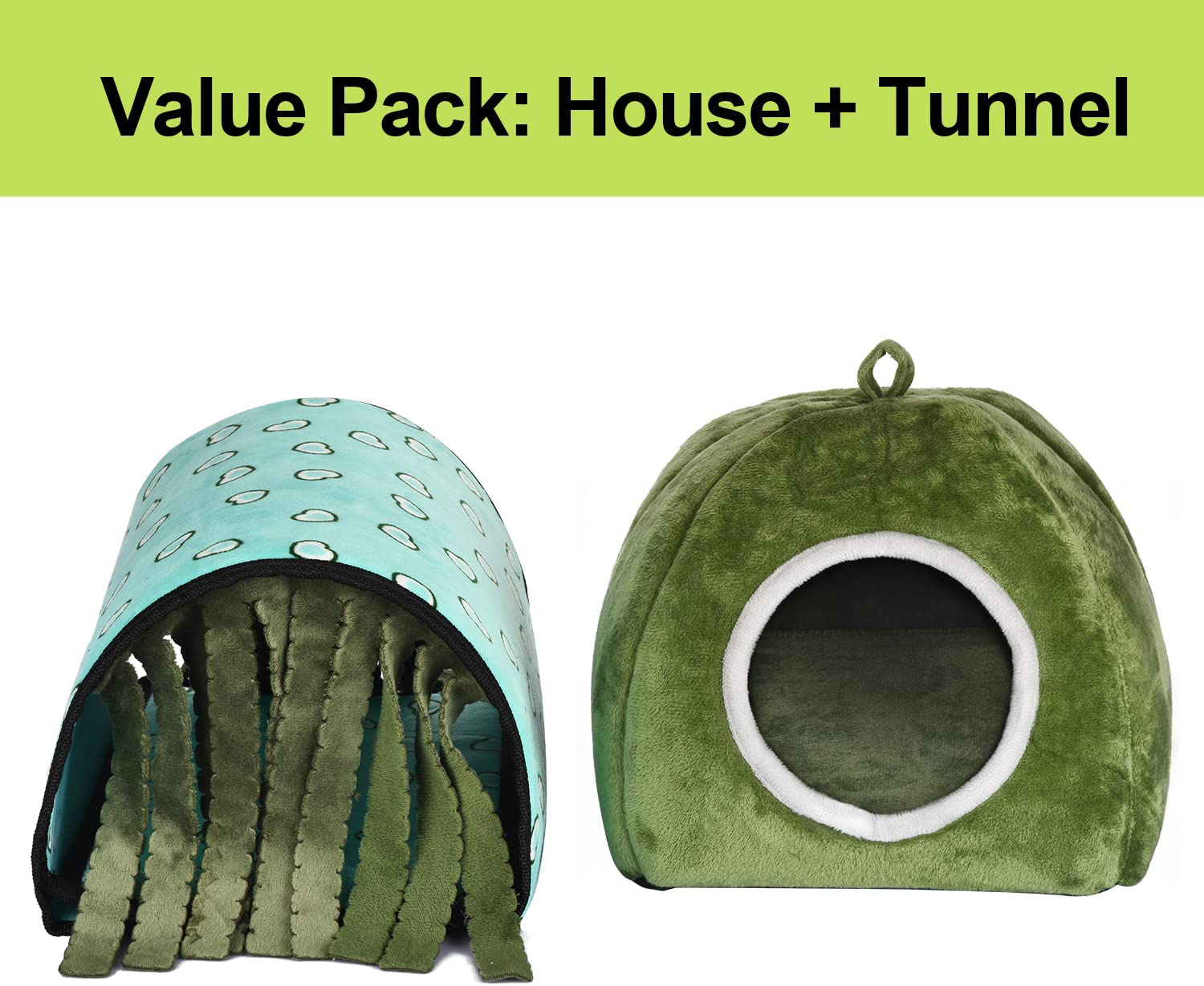 Guinea Pig Hideout 2 Pack Tunnel House Bed for Bunny Hamsters Chinchilla Hedgehog Small Animal Accessories -Playing Sleeping Hunting Resting Warm Plush Nest Habitats Animals & Pet Supplies > Pet Supplies > Small Animal Supplies > Small Animal Habitat Accessories petikt   