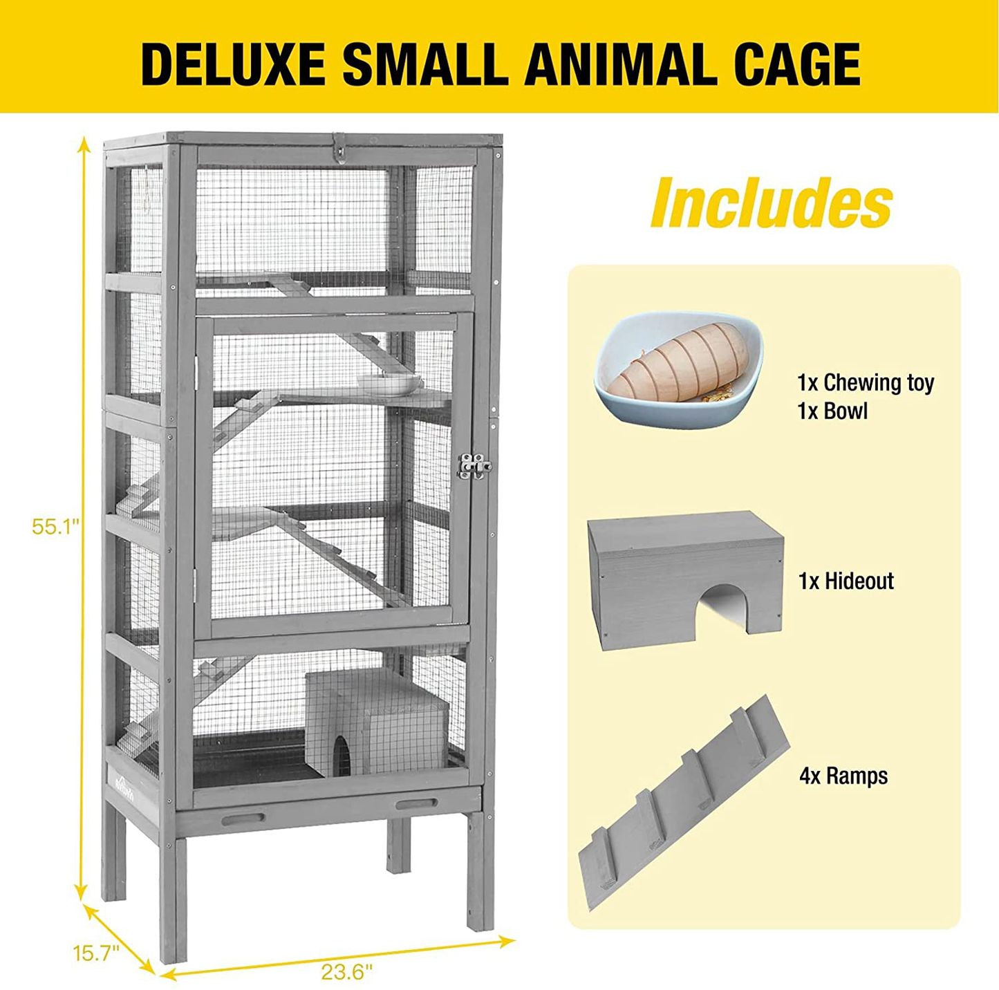 Ferret Cage Chameleon Habitat 5 Levels for Chinchilla,Squirrel, Rats,Lizard, Gerbil and Other Small Animal,Hideout Include