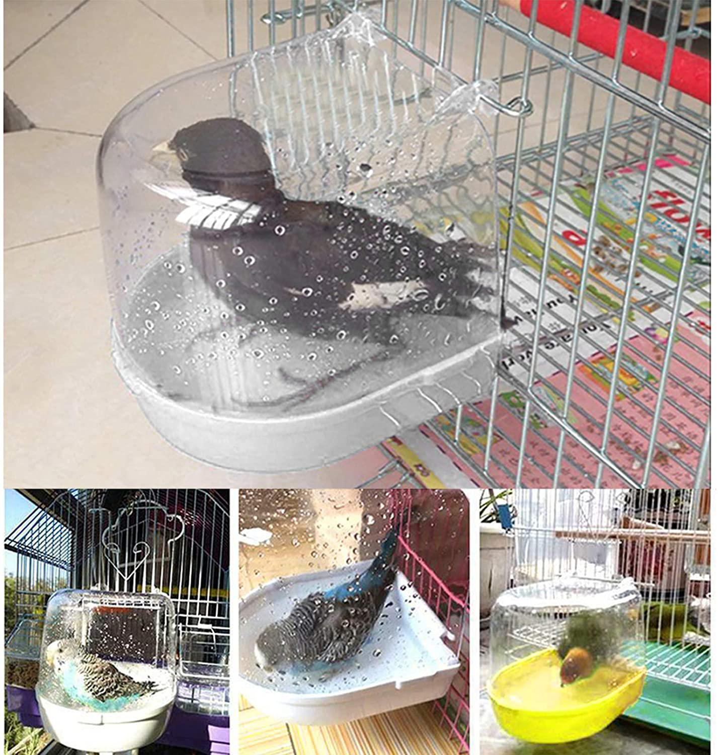 Kathson Parrot Bath Box Bird Cage Accessory Supplies Bathing Tub Bath for Pet Brids Canary Budgies Parrot (Random Color) Animals & Pet Supplies > Pet Supplies > Bird Supplies > Bird Cage Accessories kathson   