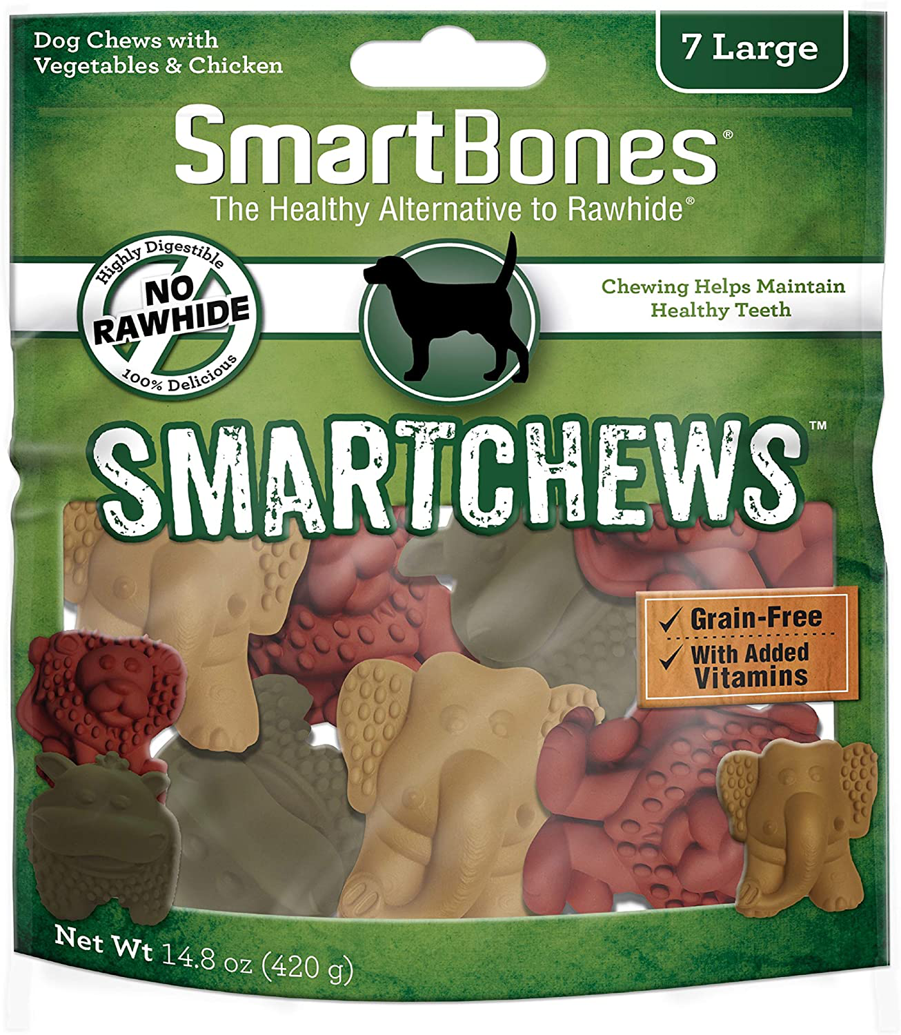 Smartbones Smartchews Treat Your Dog to Fun Shaped Rawhide Free Chews Made with Real Chicken Animals & Pet Supplies > Pet Supplies > Small Animal Supplies > Small Animal Treats SmartBones safari animal shapes Large | 7 Count 