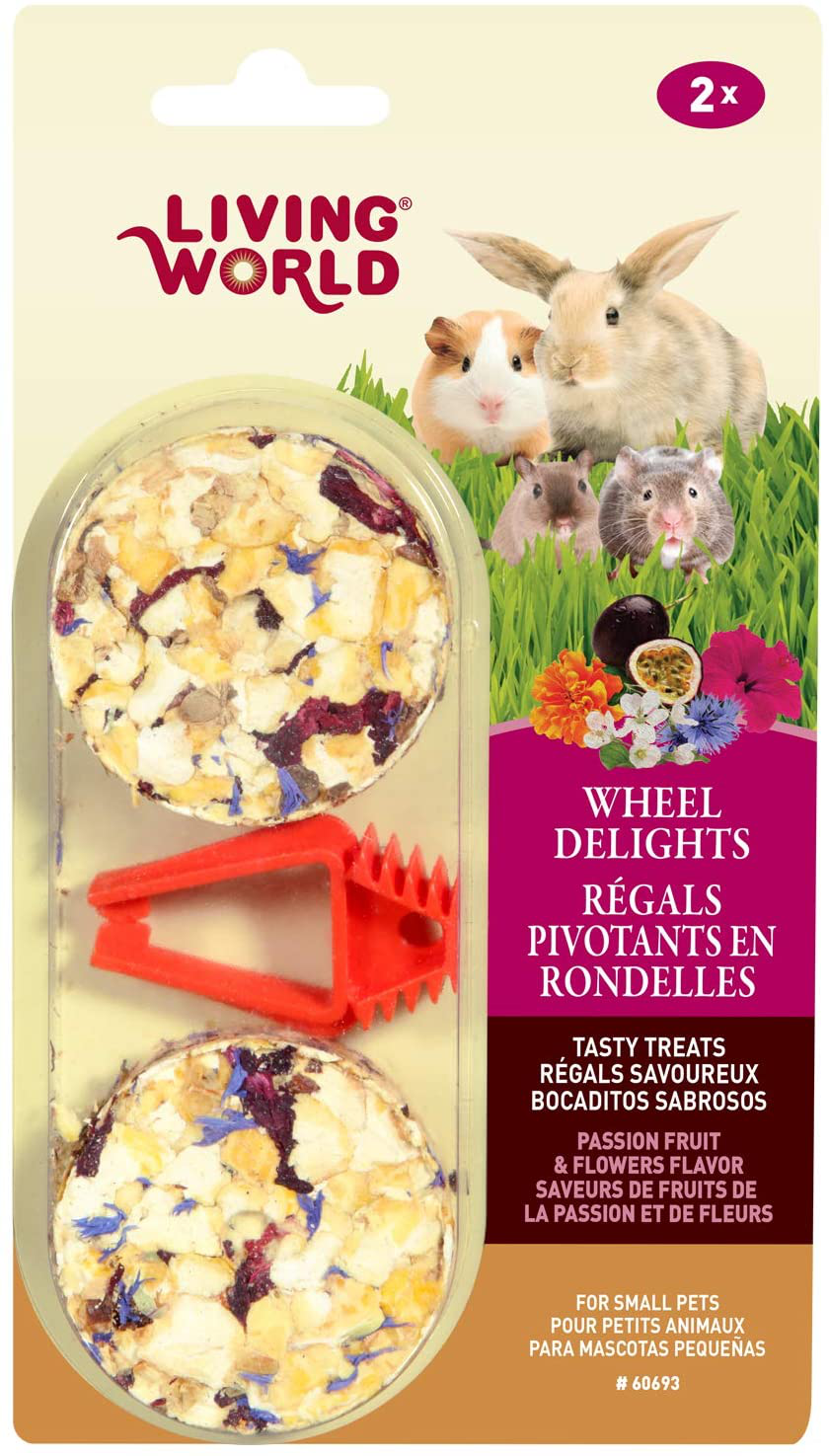 Living World 2-Pack Small Animal Wheel Pet Treat Delights, 2.4-Ounce, Passion Fruit/Flowers Animals & Pet Supplies > Pet Supplies > Small Animal Supplies > Small Animal Treats Living World   