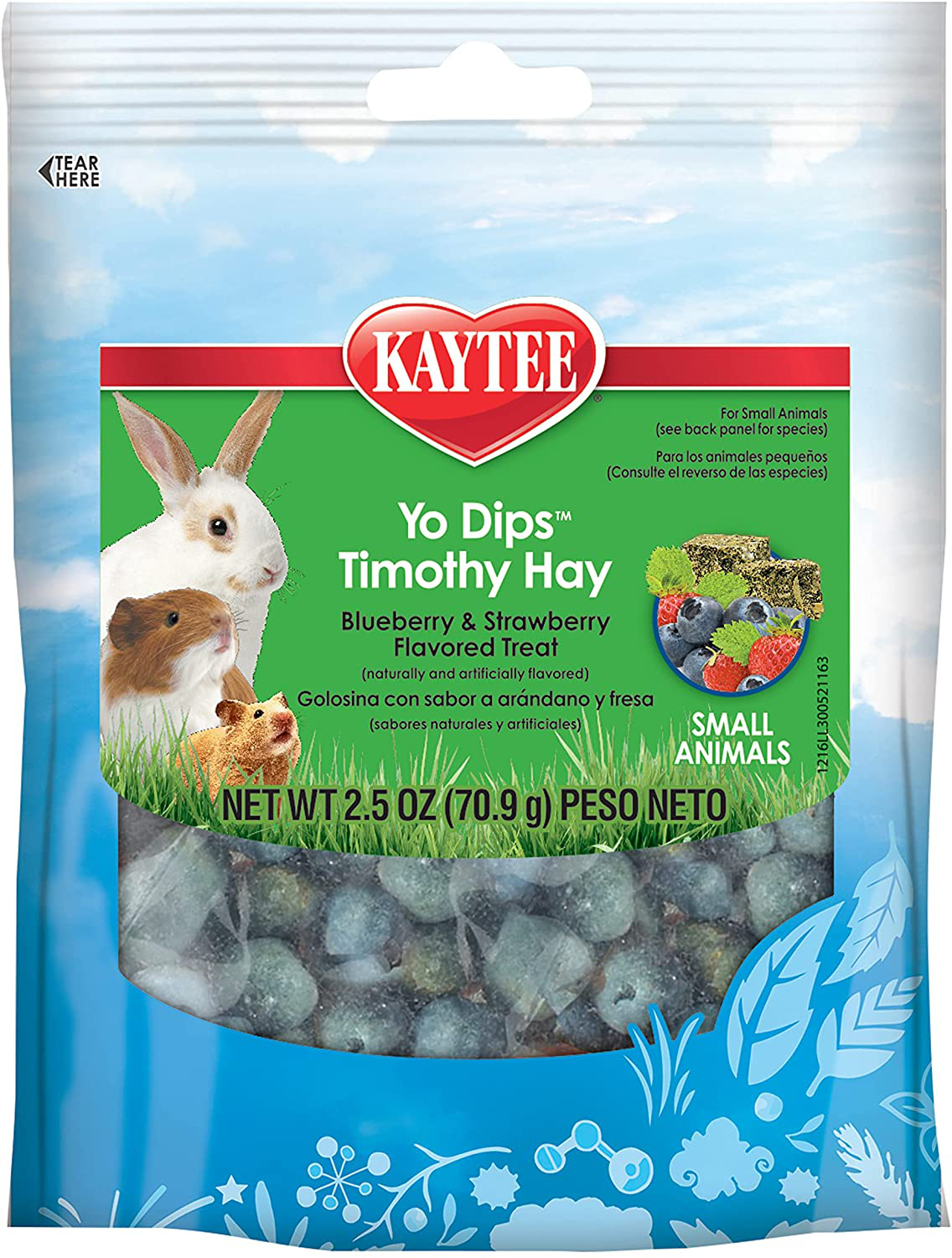 Kaytee Yo Dips Timothy Hay for Small Animal - Blueberry Strawberry 2.5 Oz Animals & Pet Supplies > Pet Supplies > Bird Supplies > Bird Treats Kaytee   