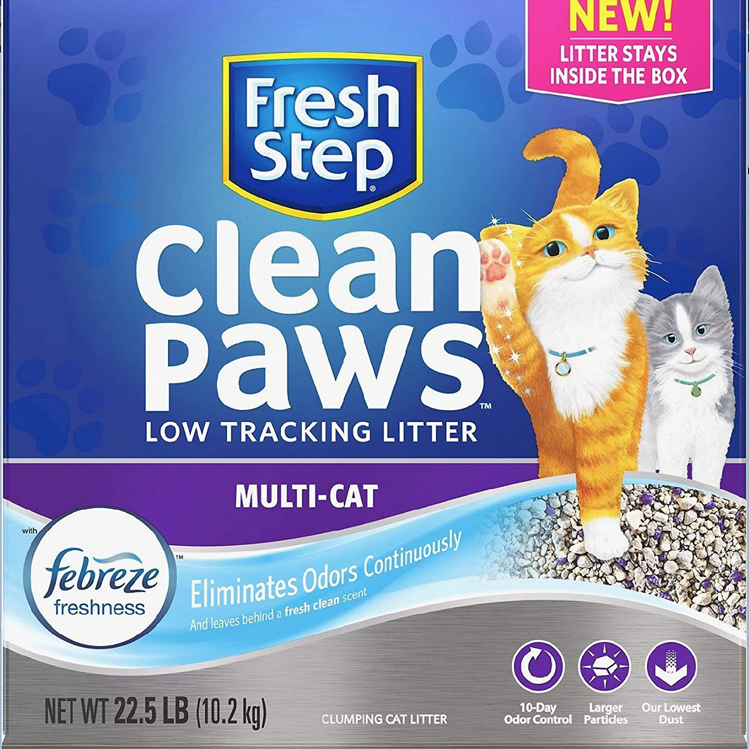 Fresh Step Clean Paws Multi-Cat Litter, Low Dust, Scented with Febreze, 22.5 Lb Animals & Pet Supplies > Pet Supplies > Cat Supplies > Cat Litter Fresh Step   