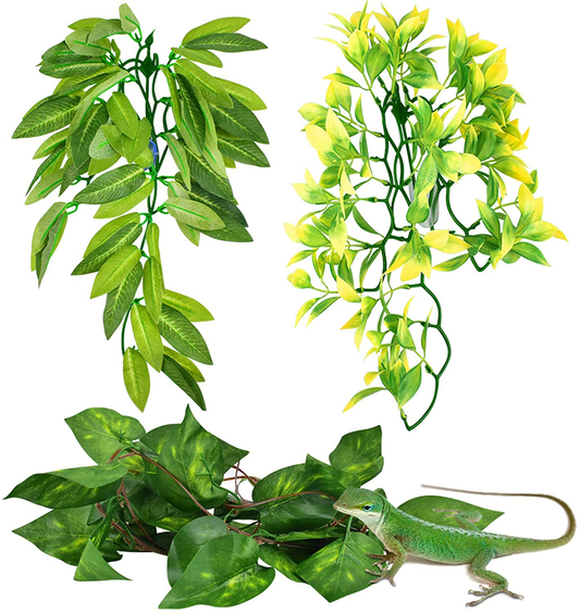 KATUMO Reptile Plants, Amphibian Hanging Plants with Suction Cup for Lizards, Geckos, Bearded Dragons, Snake, Hermit Crab Tank Pets Habitat Decorations Animals & Pet Supplies > Pet Supplies > Reptile & Amphibian Supplies > Reptile & Amphibian Habitat Accessories KATUMO Green+yellow  