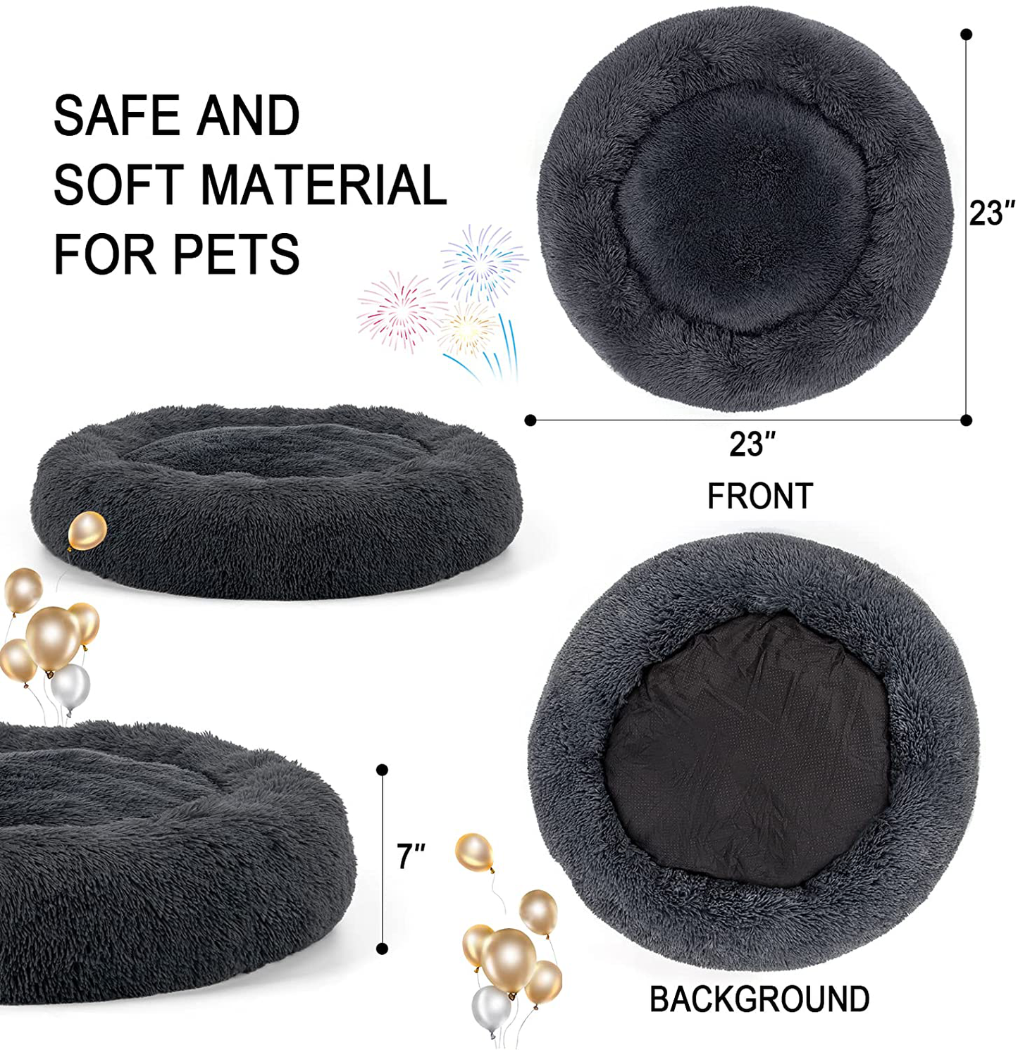 Dog Bed, Calming Cat Bed, Upgraded Thick Pet Donut Cuddler, Detachable Washable Cozy Bed with Anti-Slip & Water-Resistant Bottom, Pet Cushion Bed for Small Medium Large X-Large Dog or Cat Animals & Pet Supplies > Pet Supplies > Cat Supplies > Cat Beds Arien   