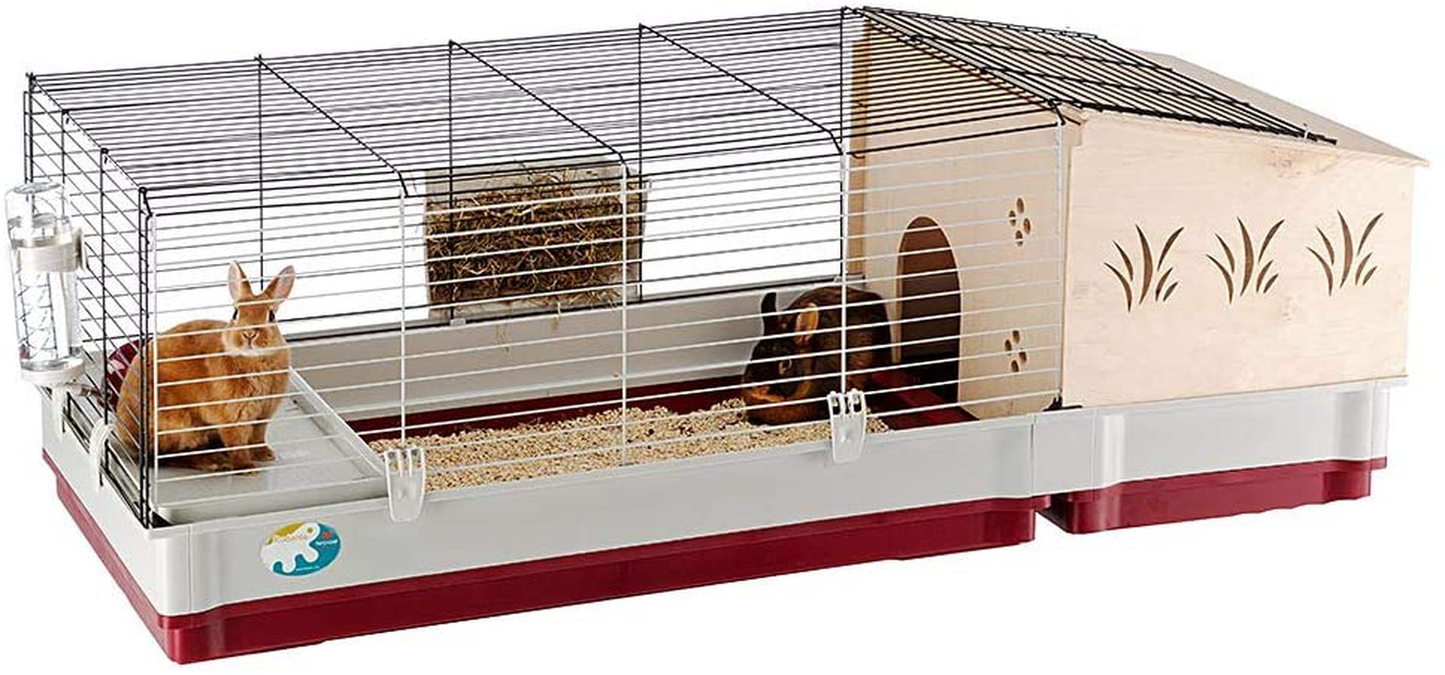 Ferplast Krolik Rabbit Cage | Extra-Large Rabbit Cage W/Wood or Wire Hutch | Rabbit Cage Includes All Accessories