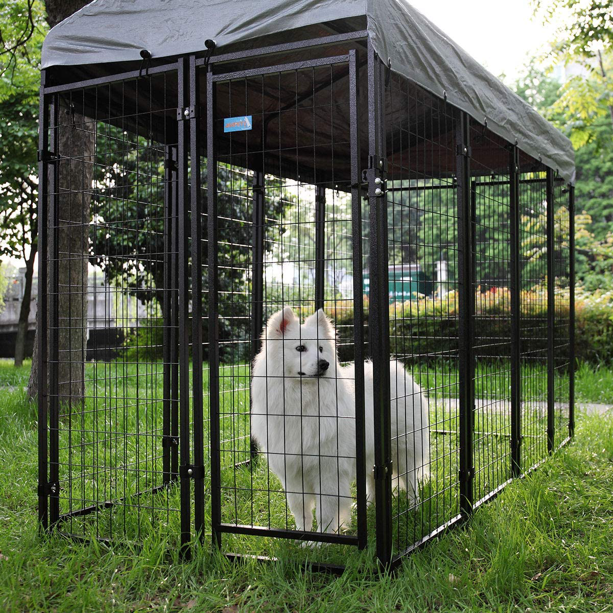 COZIWOW Heavy Duty Outdoor Dog Kennel and Crates for Large Dogs,Pet Playpen Cage House Run Fence Pin Play Pen with Roof Shade Cover Animals & Pet Supplies > Pet Supplies > Dog Supplies > Dog Kennels & Runs COZIWOW   