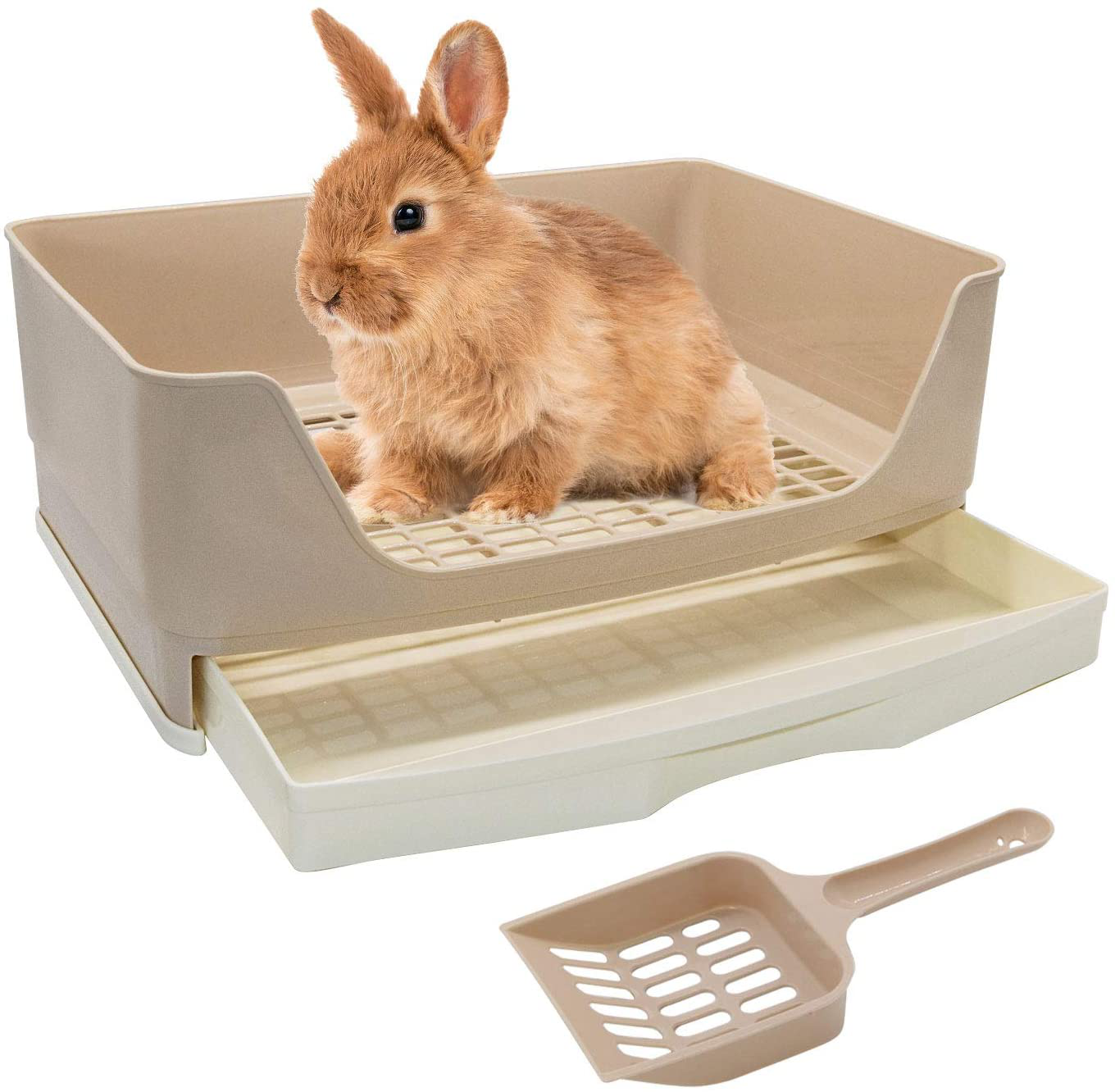 BWOGUE Large Rabbit Litter Box Toilet,Potty Trainer Corner Litter Bedding Box with Drawer Larger Pet Pan for Adult Guinea Pigs, Rabbits, Hamster, Chinchilla, Ferret, Galesaur, Small Animals