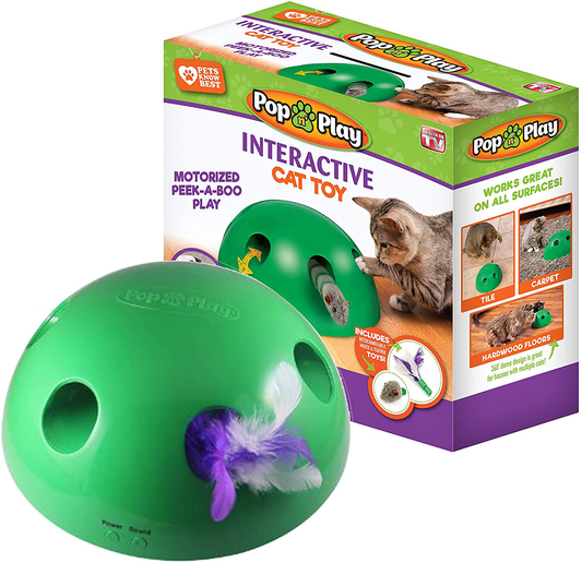 Allstar Innovations Pop N’ Play Interactive Motion Cat Toy, Includes: Electronic Smart Random Moving Feather & Mouse Teaser, Mouse Squeak Sound Optional & Auto Shut Off. Best Cat Toy Ever! Animals & Pet Supplies > Pet Supplies > Cat Supplies > Cat Toys Allstar Innovations Pop N Play  