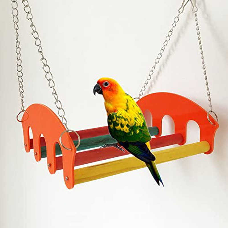 Hypeety Bird Swing Toy Wood Perch Climbing Ladder for Parrot Budgie Parakeet Cockatiel Conure Hamster Guinea Pig Chinchilla Animals & Pet Supplies > Pet Supplies > Bird Supplies > Bird Ladders & Perches Hypeety D: Swing Bridge  