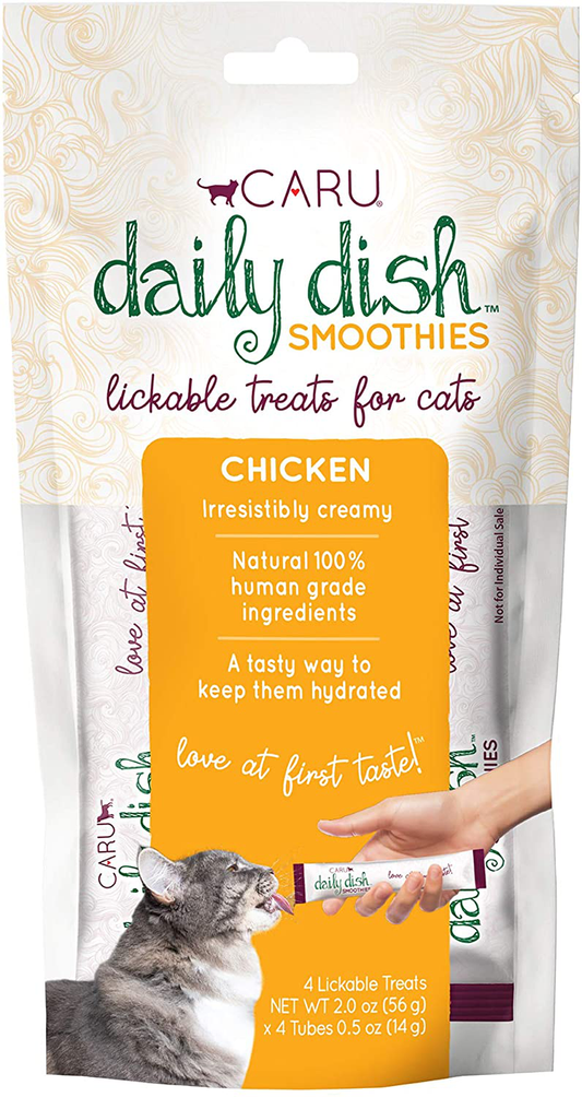CARU Daily Dish Smoothies Lickable Treats for Cats,100% Natural, (Pack of 4) - 56 G/2 Oz