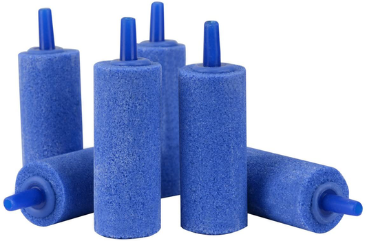 Pawfly 2 Inch Air Stones Cylinder 6 PCS Bubble Diffuser Airstones for Aquarium Fish Tank Pump Blue
