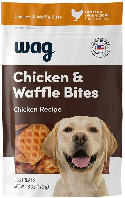 Amazon Brand - Wag Treats, Chicken and Waffle Bites Animals & Pet Supplies > Pet Supplies > Dog Supplies > Dog Treats WAG 6 Ounce (Pack of 1)  