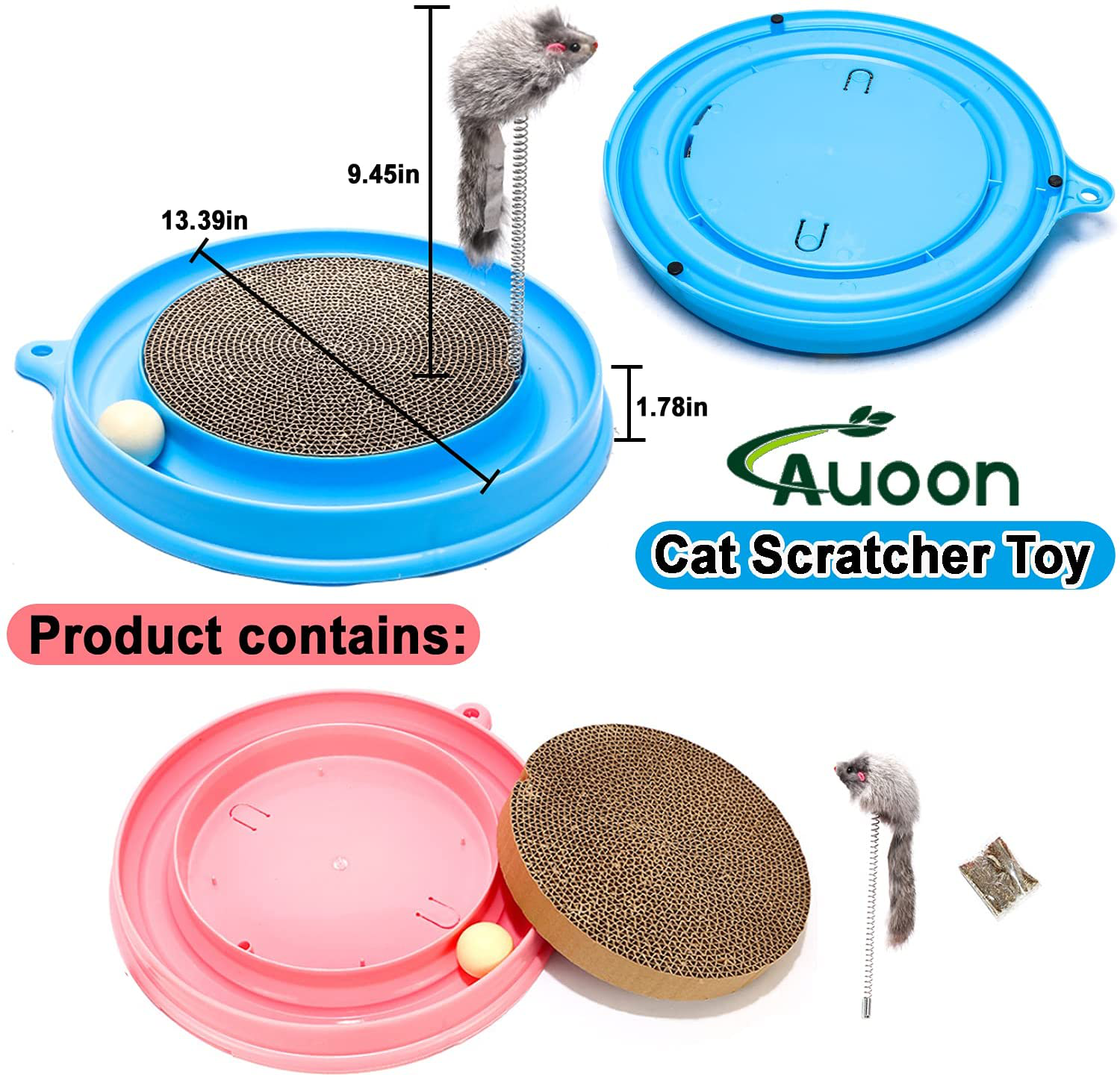 AUOON Cat Scratcher Toy, Cat Toy, Scratch Pad,Scratching Toy,Post Pad Interactive Training Exercise Mouse Play Toy with Ball