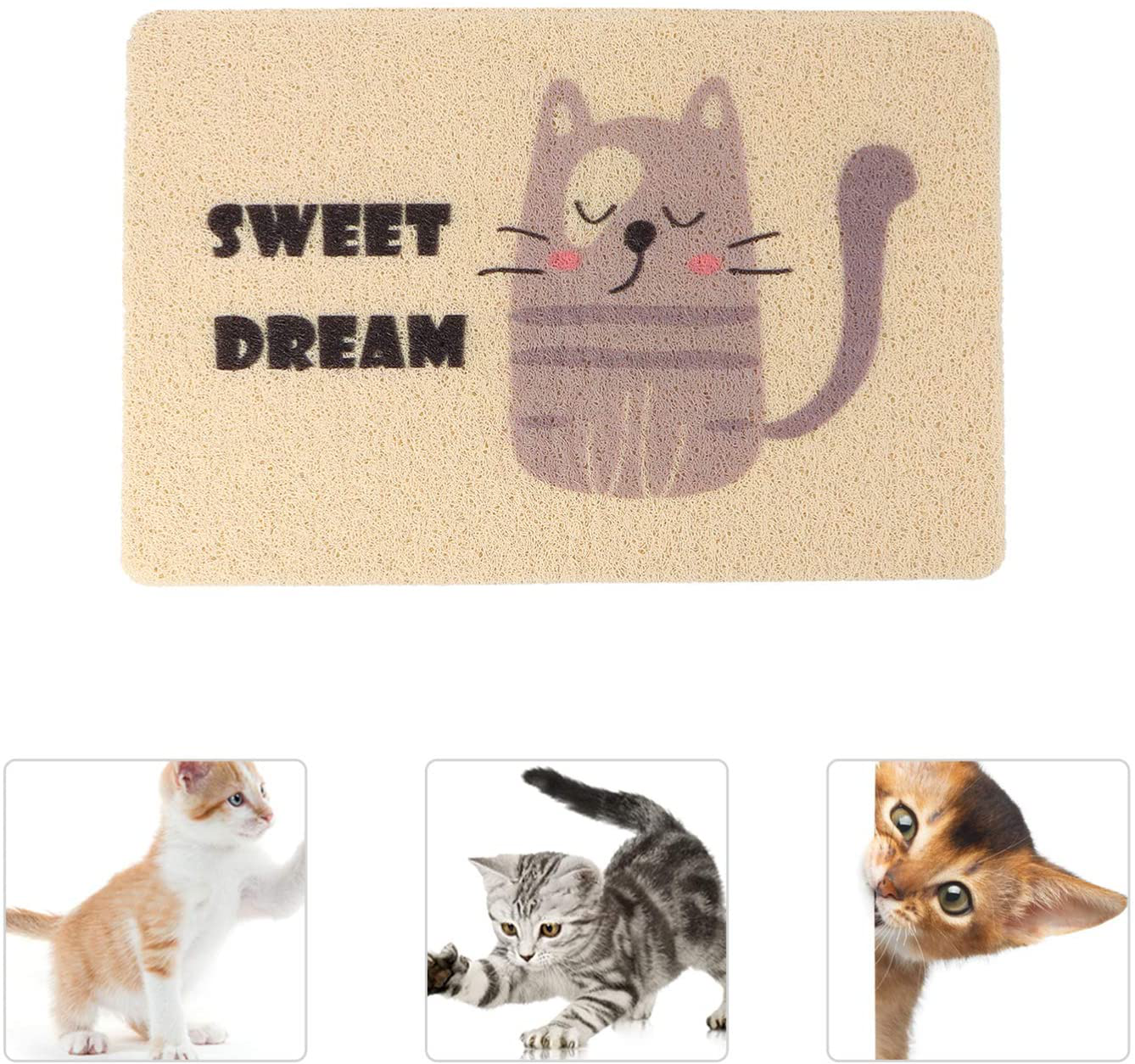 Balacoo Cat Litter Mat Soft PVC Rug Traps Litter from Box and Cats Scatter Control for Litter Box Beige
