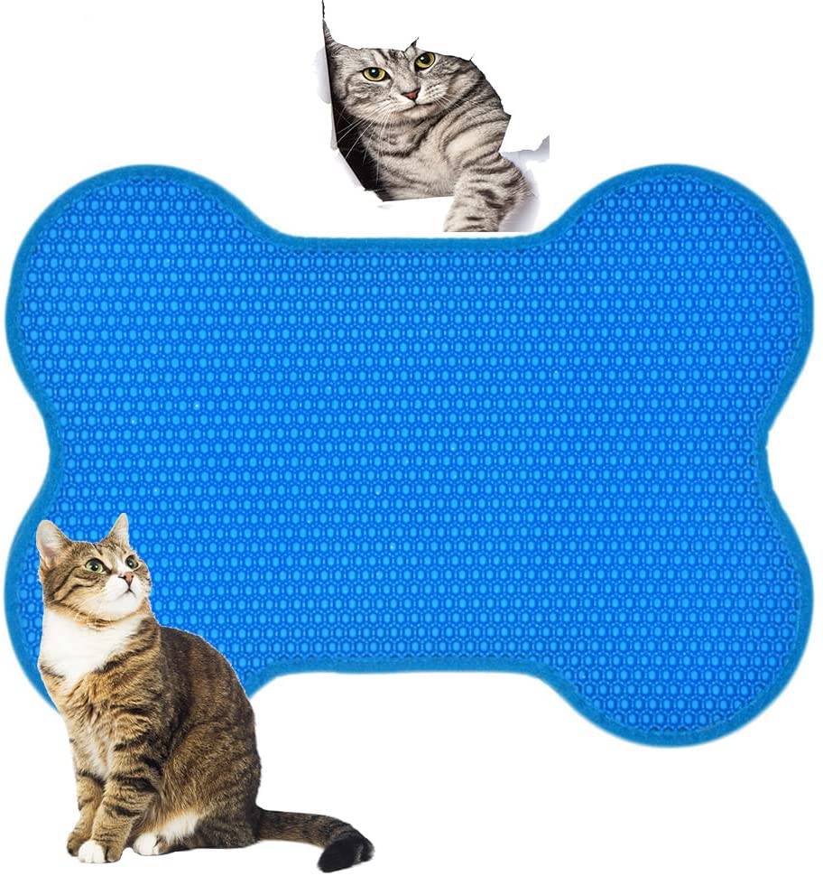 Mat Litter Cat, Cat Litter Mats Quality Cat Litter Trap Mat Waterproof Urine Proof Kitty Litter Mat Easy Clean Scatter Control Traps Litter from Box Helps to Waste Less Litter on Floors Non-Slip Backing (24.4Inx18.1In, Grey) Animals & Pet Supplies > Pet Supplies > Cat Supplies > Cat Litter Box Mats NewL Jewel Blue 25.2inX18.2in 