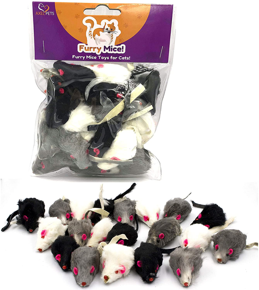 AXEL PETS 20 Furry Mice with Catnip and Rattle Sound Made of Real Rabbit Fur Interactive Catch Play Mouse Toy for Cat, Pack of 20 Mice Animals & Pet Supplies > Pet Supplies > Cat Supplies > Cat Toys AXEL PETS   