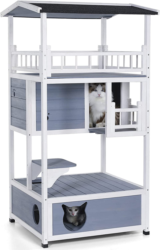 Petsfit Outdoor Cat House Cat Tree Cat Condo Cat Shelter Catio Weatherproof for 3-5 Cats Animals & Pet Supplies > Pet Supplies > Cat Supplies > Cat Furniture Petsfit   