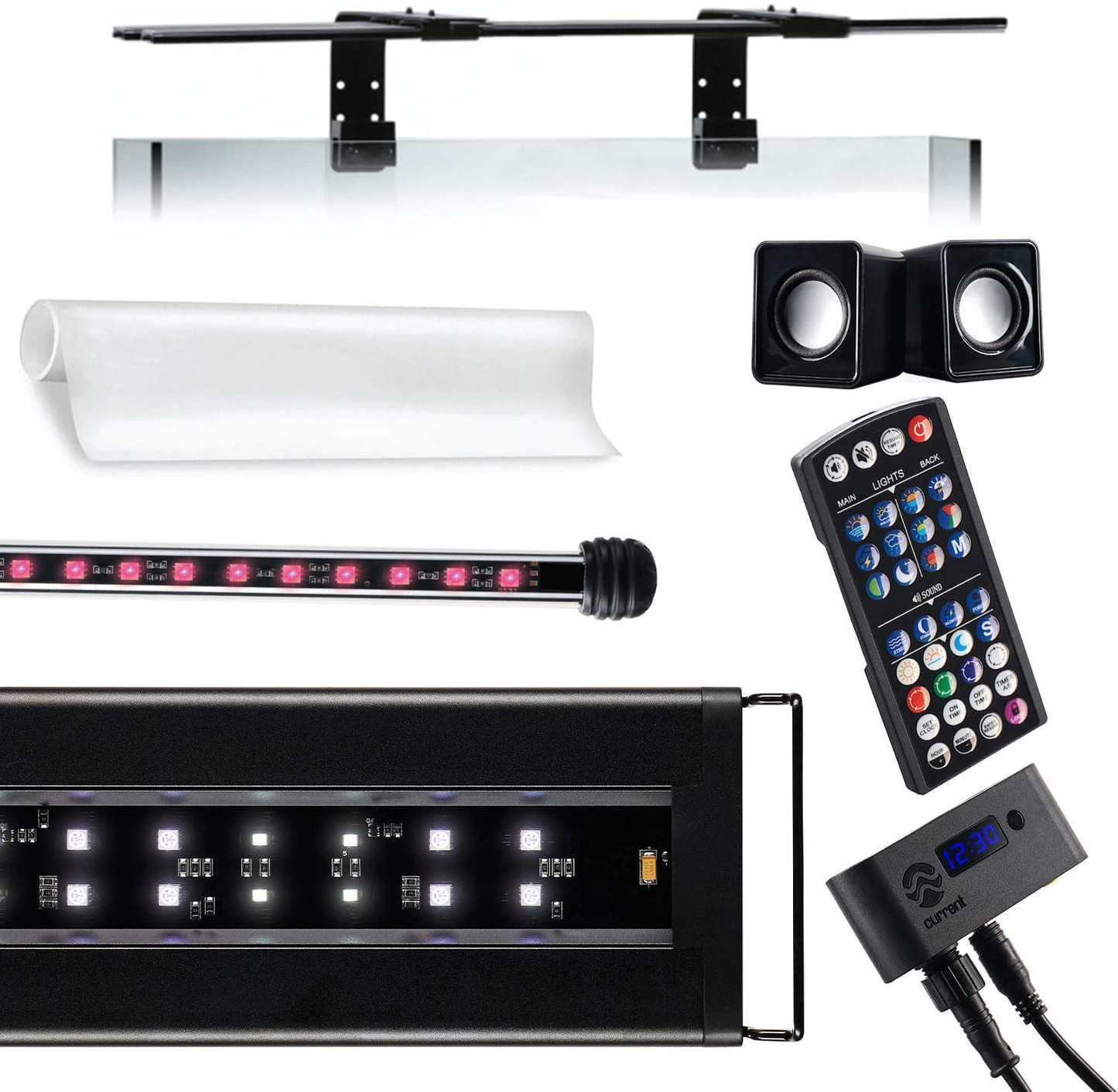 CURRENT USA Serene Freshwater Full Spectrum RGB+W LED Light for Aquariums 48"-60" + Wireless 24 Hour Control + Background Lighting + Binaural Audio + Dual Tank Mount Arm Bundle Animals & Pet Supplies > Pet Supplies > Fish Supplies > Aquarium Lighting CURRENT   