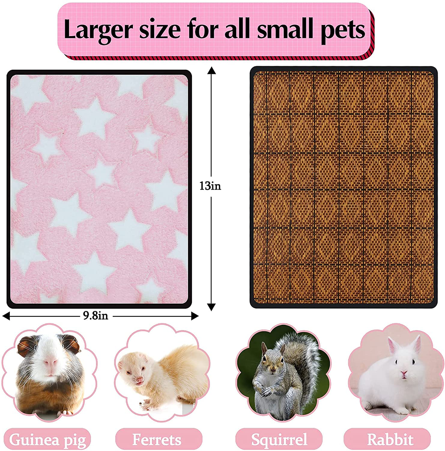 JCOLUSHI 3 Pieces of Hamster Bunny Guinea Pig Mat Cool in Summer and Warm in Winter,Guinea Pig Bed Hamster House Hamster Bunny Bed Guinea Pig Hideout Accessories Small Animal Bed Bunny Toys