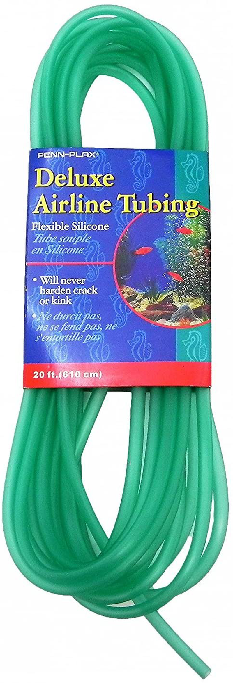Penn Plax Deluxe Silicone Flexible Airline Tubing for Aquariums, 3/16-Inch, 20 Feet