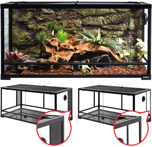 REPTI ZOO 50 Gallon Reptile Glass Tank Terrarium 2 in 1 Side Meshes and Side Glasses Double Hinge Door with Screen Ventilation Tempered Glass Reptile Terrarium 36" X 18" X 17.75"