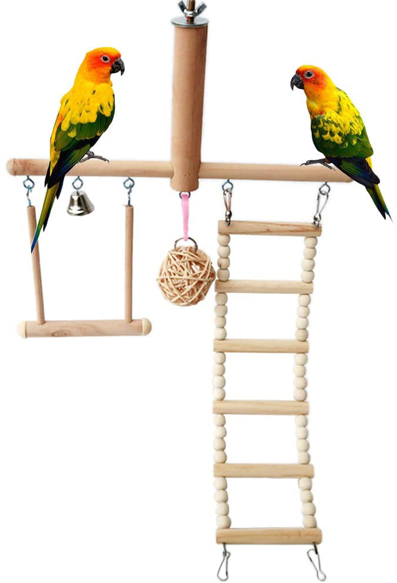 Bird Cage Stand Play Gym Conure Perch Playground Climbing Ladder Swing Rattan Ball Chew Toys for Lovebirds Budgies Animals & Pet Supplies > Pet Supplies > Bird Supplies > Bird Gyms & Playstands Dft   