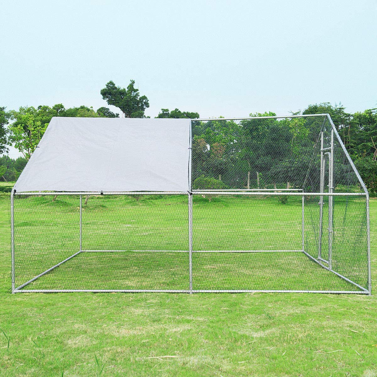 Large Metal Chicken Coop Walk-In Chicken Coops Run House Shade Cage with Waterproof and Sun Protection Cover for Outdoor Backyard Farm Use (13 X 13Ft) Animals & Pet Supplies > Pet Supplies > Dog Supplies > Dog Kennels & Runs Giantex   