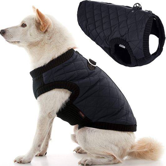 Gooby Fashion Vest Dog Jacket - Warm Zip up Dog Bomber Vest with Dual D Ring Leash - Winter Water Resistant Small Dog Sweater - Dog Clothes for Small Dogs Boy or Medium Dogs for Indoor and Outdoor Use Animals & Pet Supplies > Pet Supplies > Dog Supplies > Dog Apparel Gooby Black X-Large chest (~20.5") 