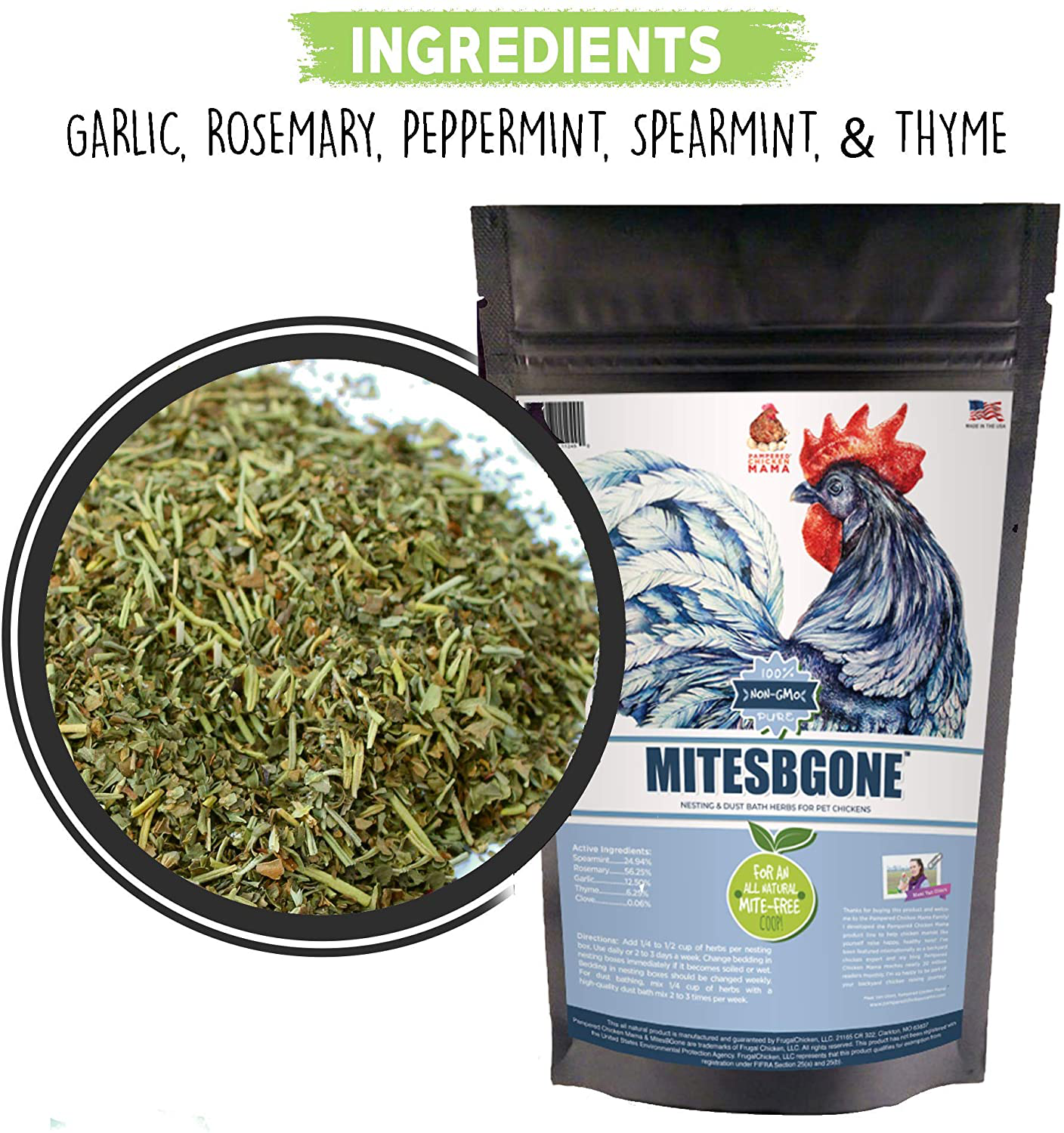 Mitesbgone Backyard Chicken Nesting Herbs - Get Rid of Chicken Mites and Lice Naturally Animals & Pet Supplies > Pet Supplies > Bird Supplies > Bird Treats Pampered Chicken Mama   