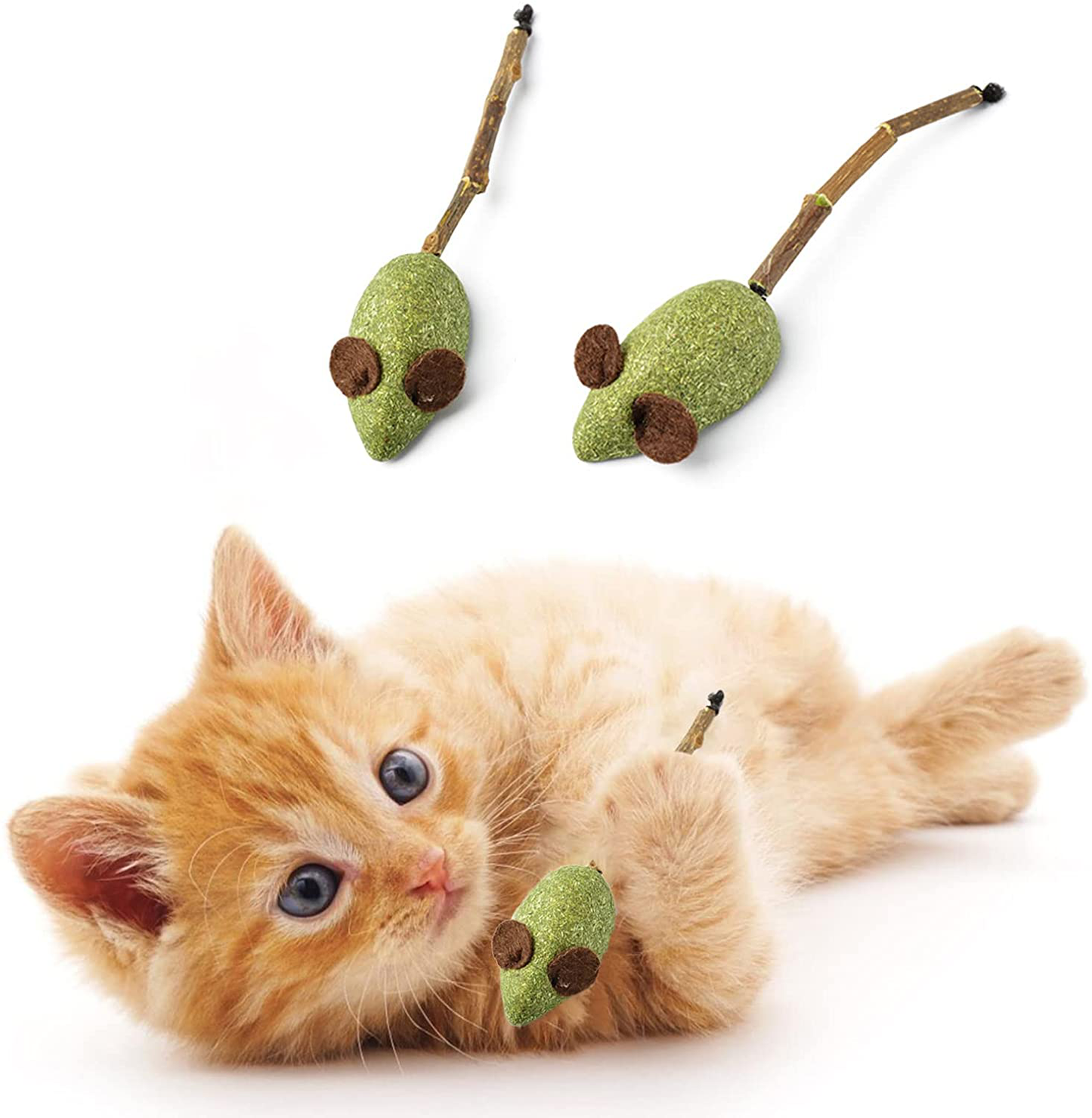Catnip Toy Cat Toy Indoor，Cat Chewing Natural Silvervine Sticks for Cats，Make the Cat Happy Cat Kick Interactive,Teeth Cleaning Edible Natural to Promote Cat'S Appetite，Natural Catnip Mouse Cat Toy