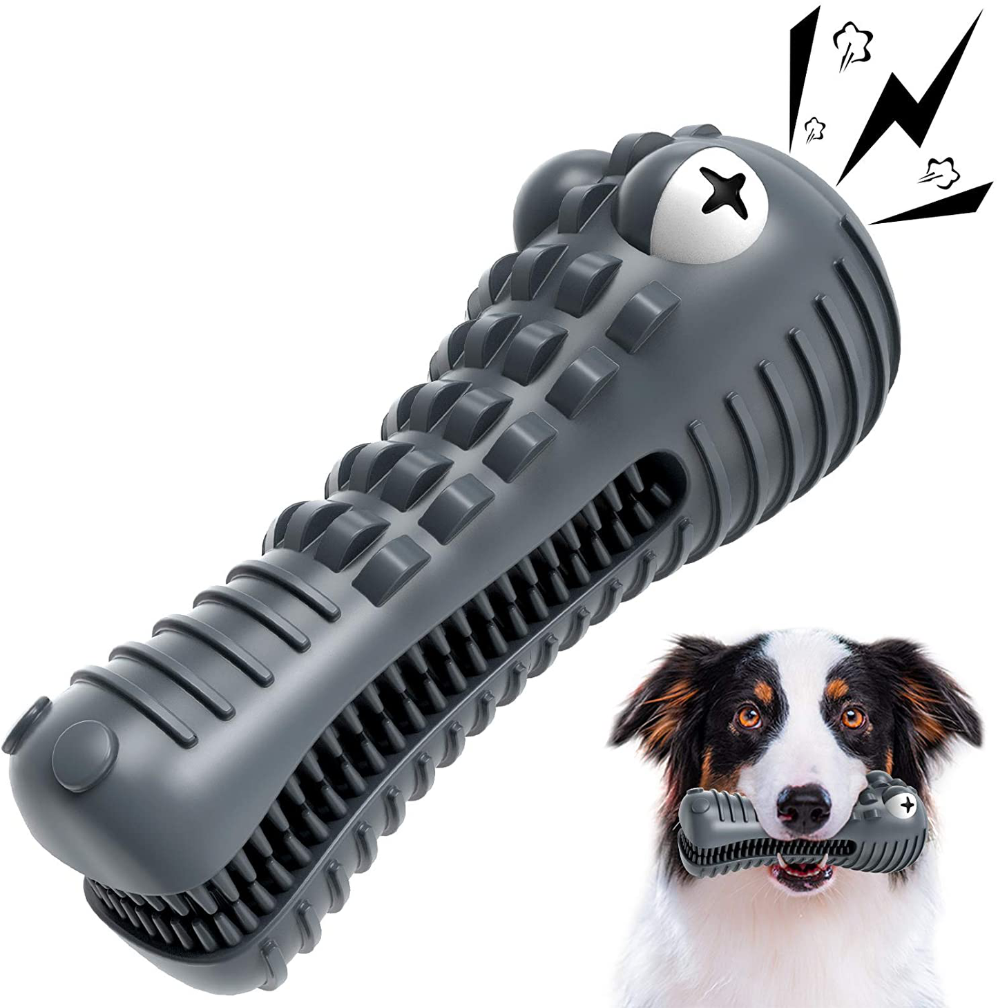 Dog Toys for Aggressive Chewers Large Breed Durable Tough Dog Chew Toys for Medium Large Dogs, 100% Natural Rubber Animals & Pet Supplies > Pet Supplies > Dog Supplies > Dog Toys Wisedom Gray  