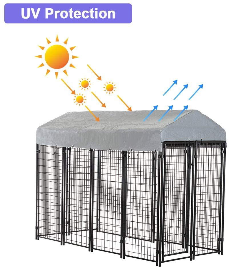Bestpet Dog Crate Pet Kennel Cage Puppy Playpen Wire Animal Metal Camping Indoor Outdoor Cage for Large Dogs with Roof, 4 X 4 X 4.3,7.5 X 3.75 X 5.8 Feet Animals & Pet Supplies > Pet Supplies > Dog Supplies > Dog Kennels & Runs BestPet   