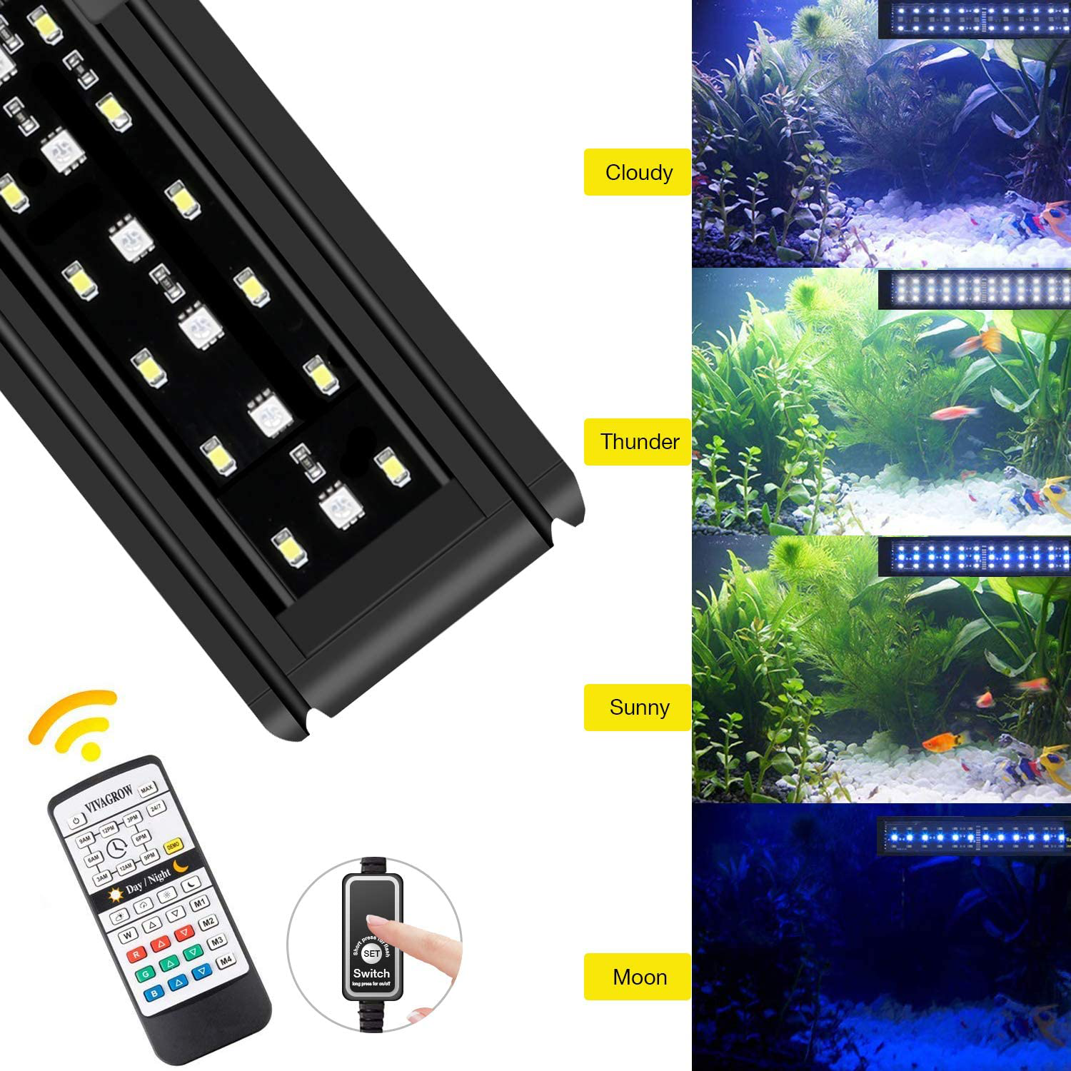 IREENUO Aquarium LED Light, Full Spectrum Fish Tank Clip on Light with Remote, Color Changing Lighting for Reef Coral Aquatic Plants and Fish Keeping