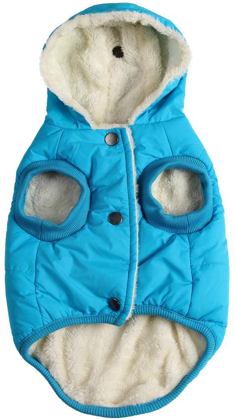 Vecomfy Fleece and Lining Extra Warm Dog Hoodie in Winter,Small Dog Jacket Puppy Coats with Hooded Animals & Pet Supplies > Pet Supplies > Dog Supplies > Dog Apparel Yingxu Light Blue 3X-Large (Pack of 1) 