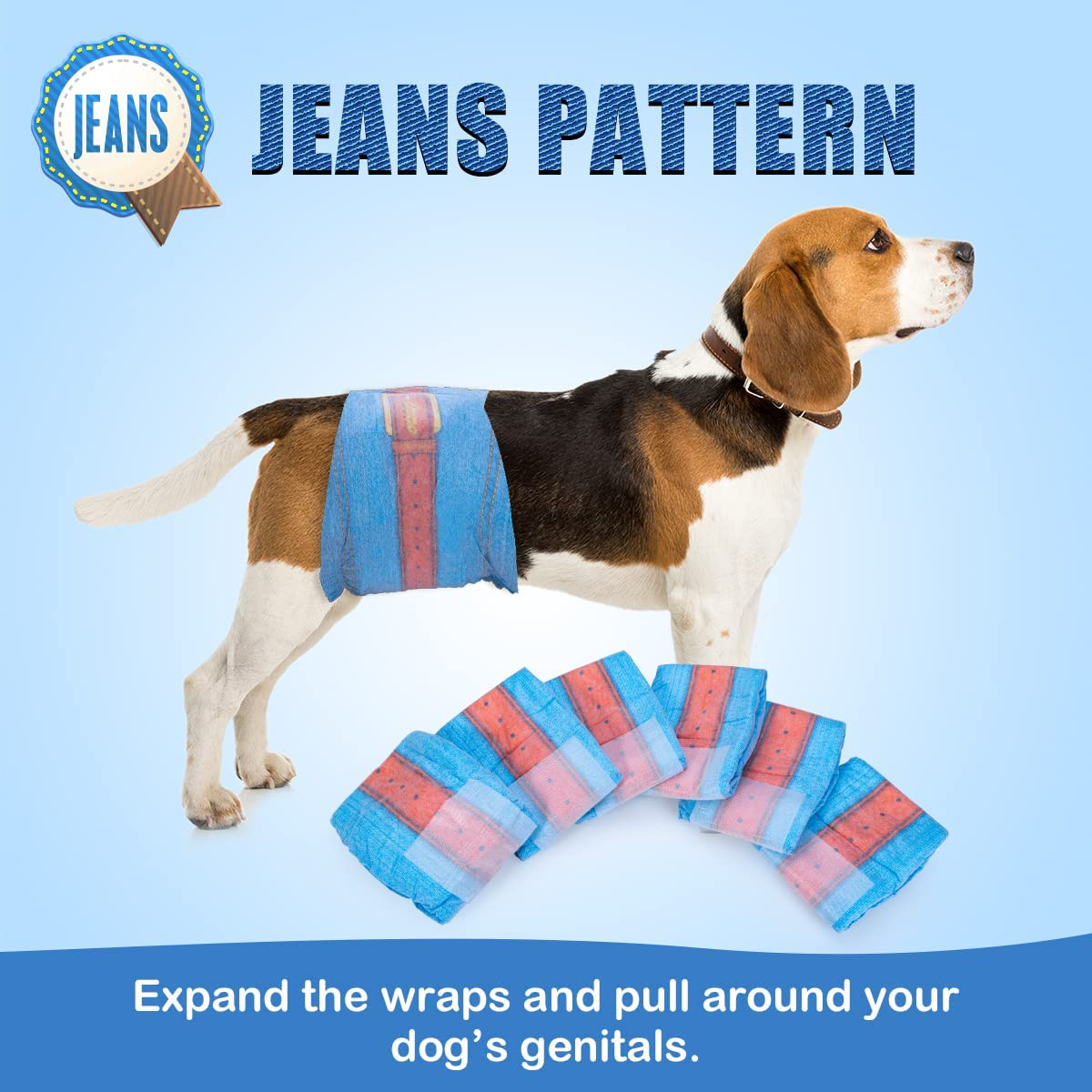 Dono Disposable Dog Diapers Male-Dogs Jeans Super Absorbent Soft Pet Diapers Doggie Wraps for Male Puppy Dogs 18Pcs,Leak Protection Excitable Urination or Incontinence Animals & Pet Supplies > Pet Supplies > Dog Supplies > Dog Diaper Pads & Liners Dono   