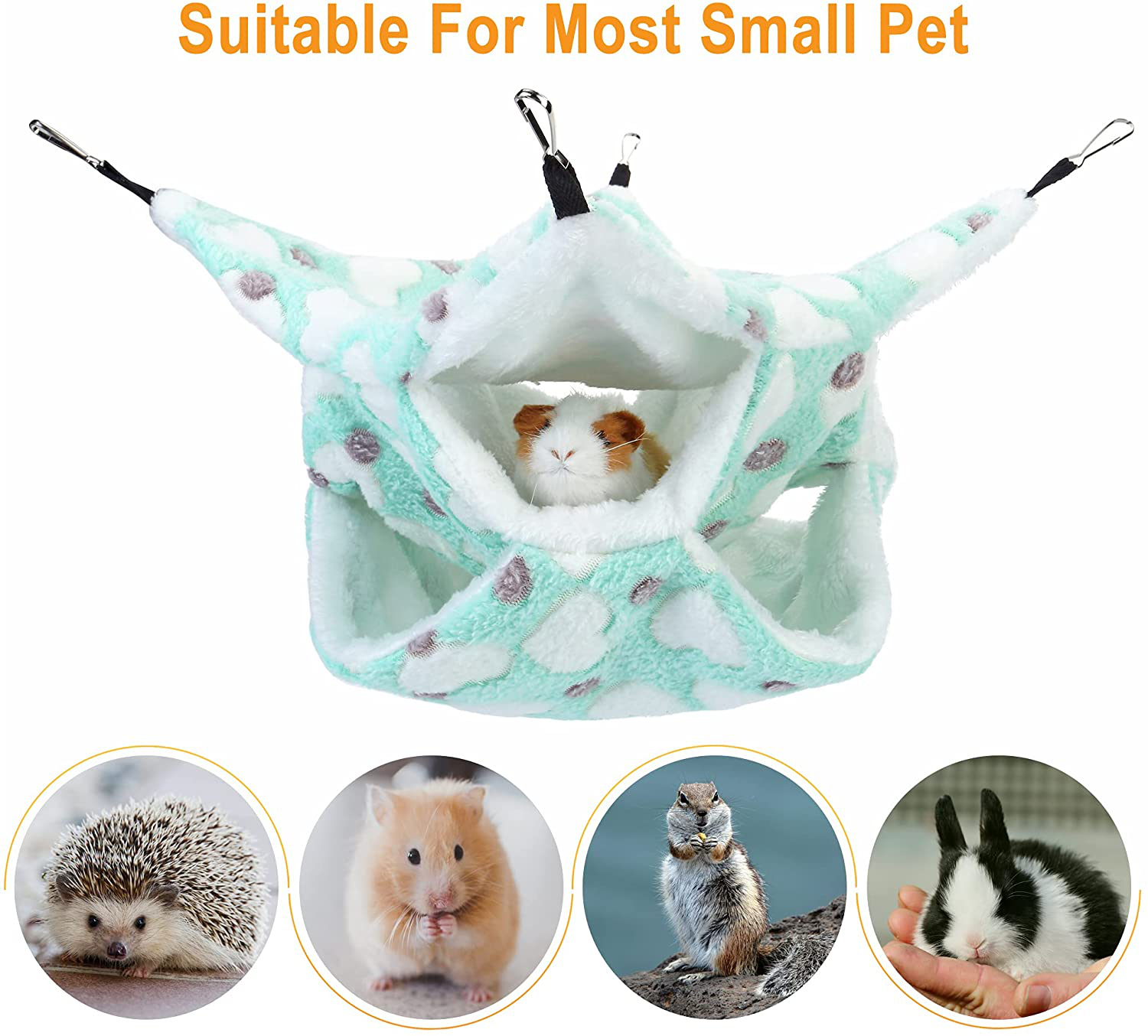 Filhome Hamster Guinea Pig Hammock and Tunnel Nest, Rat Ferret Small Animal Bed Sleep Sack Cage Accessories for Sugar Glider Squirrel Animals & Pet Supplies > Pet Supplies > Small Animal Supplies > Small Animal Bedding Filhome   