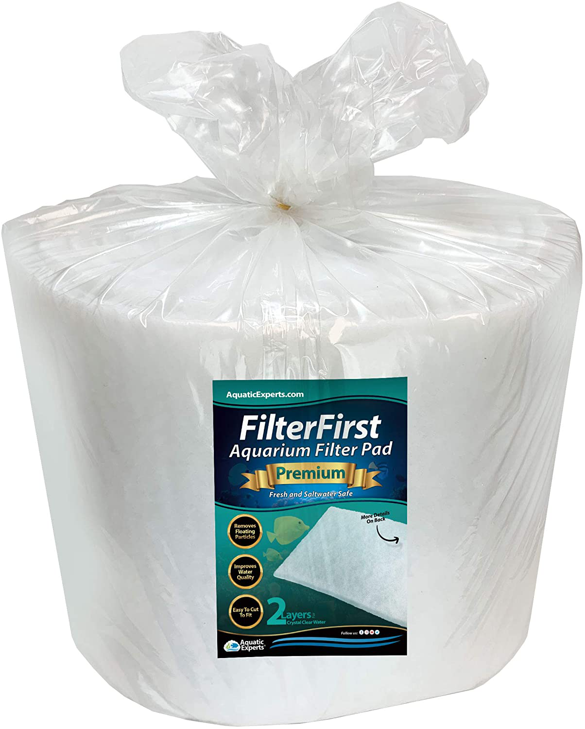 Aquarium Filter Pad - Premium True Dual Density Aquarium Filter Media Roll for Crystal Clear Water Animals & Pet Supplies > Pet Supplies > Fish Supplies > Aquarium Filters Aquatic Experts 12" by 24 Feet by 3/4 to 1" Thick  